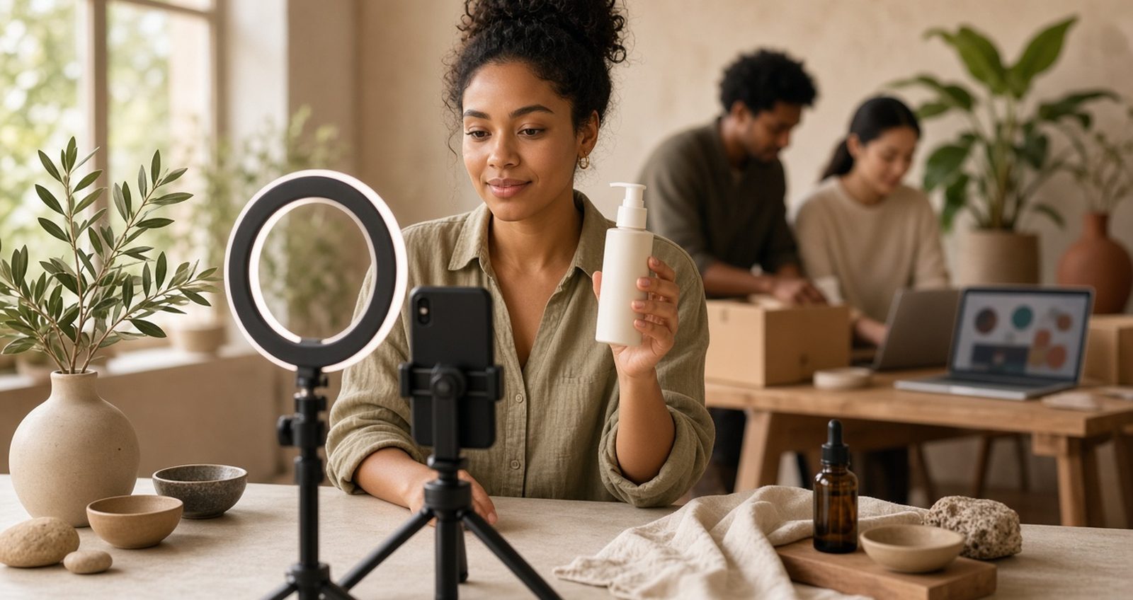 Creator filming a product demonstration for a TikTok Shop consumer brand