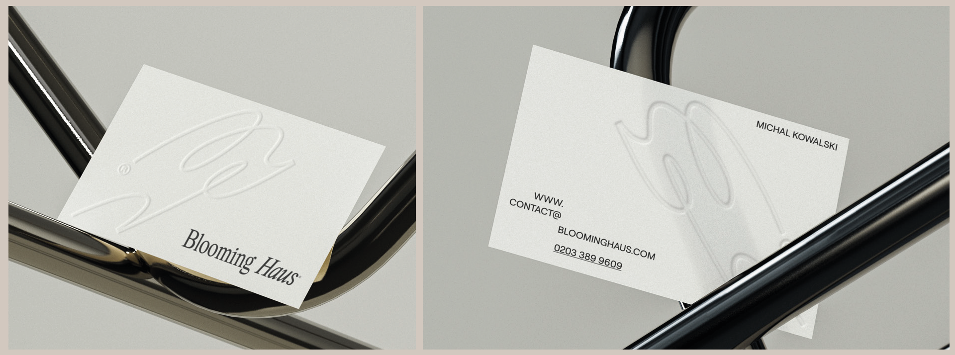Business card for blooming haus flowers.