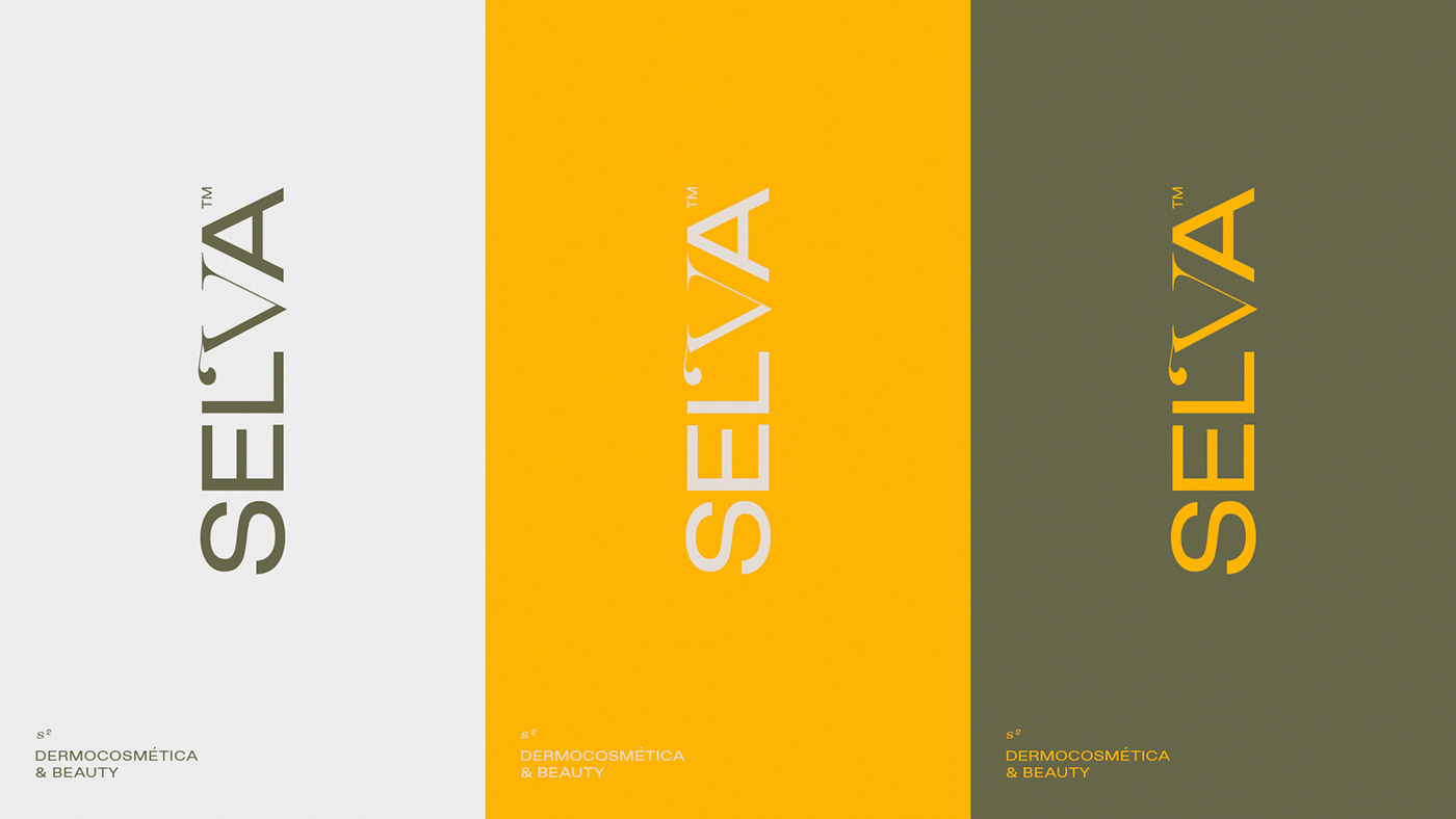 Selva over three backgrounds: grey, yellow, and green.